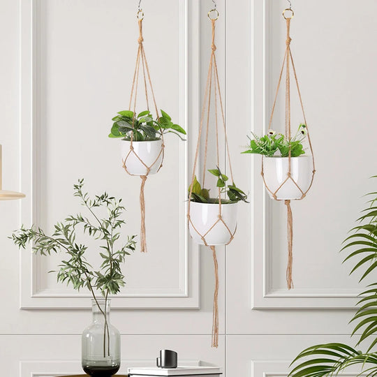 Unisex Makramé Planteholder Hængende Design 3