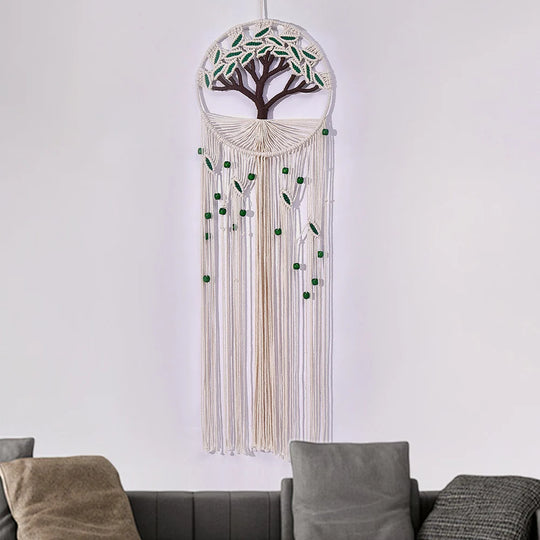 Unisex Makramé Vægophæng Livets Træ Design 3
