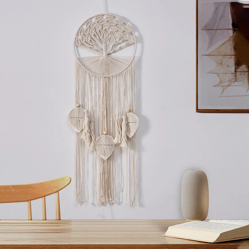 Unisex Makramé Vægophæng med Livets Træ Design 0