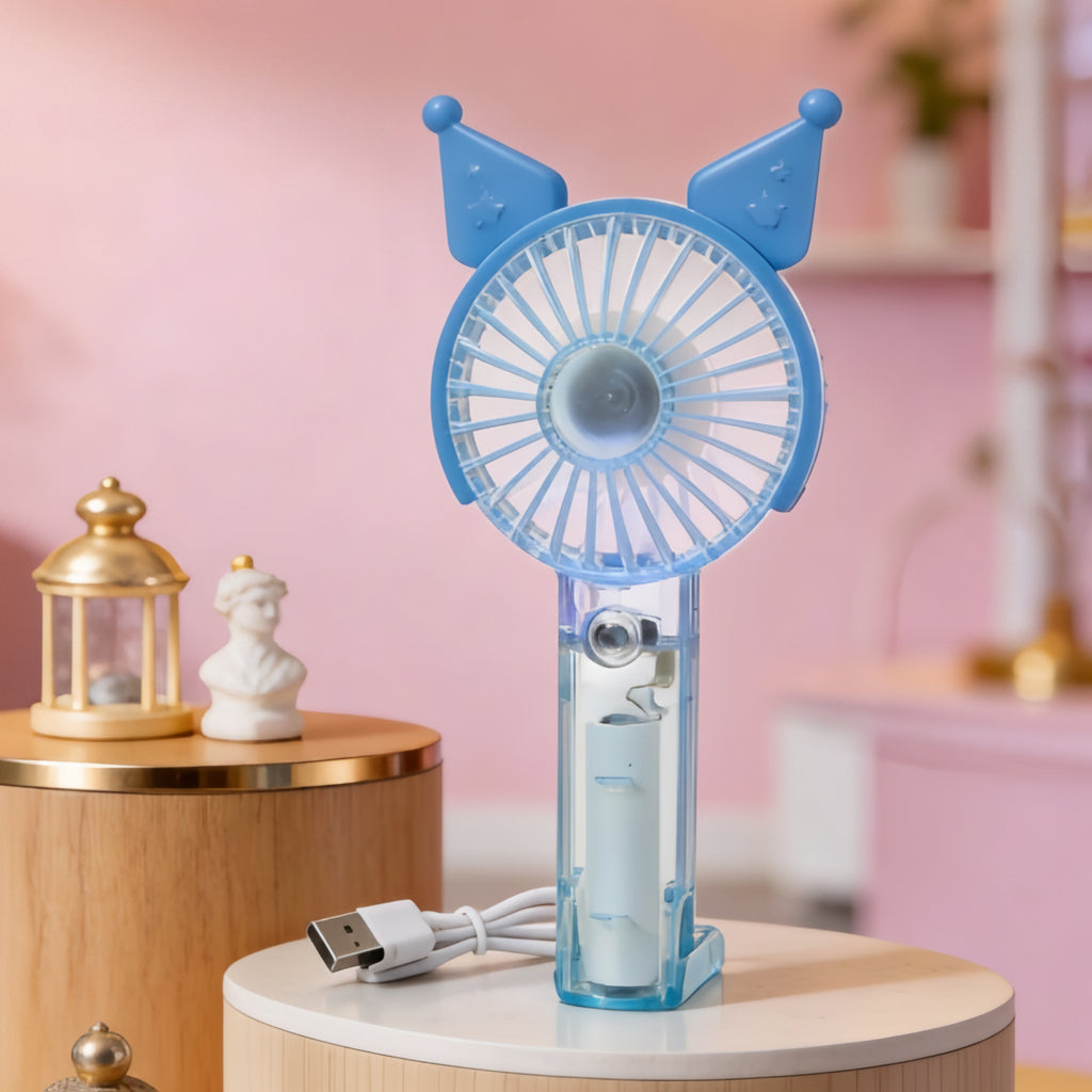 Unisex Mini Håndventilator Bærbar Med LED Lysring 12