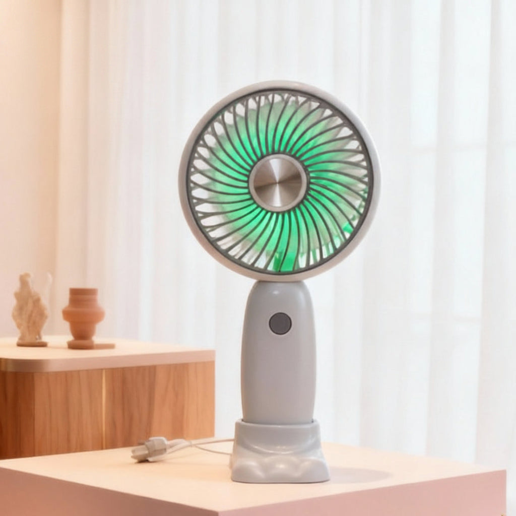 Unisex Mini Håndventilator Bærbar Med LED Lysring 13