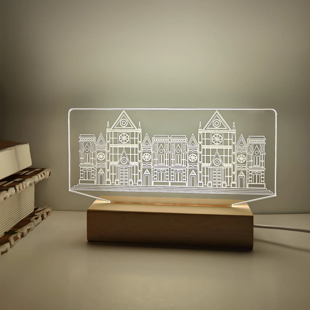 Unisex Natlampe med 3D Arkitekturdesign og Akrylskærm 2