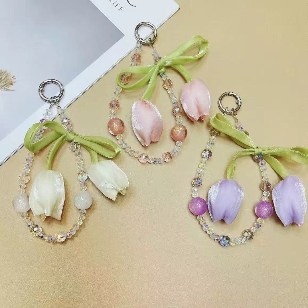Unisex Nøglering med Blomstermotiv og Charme 1