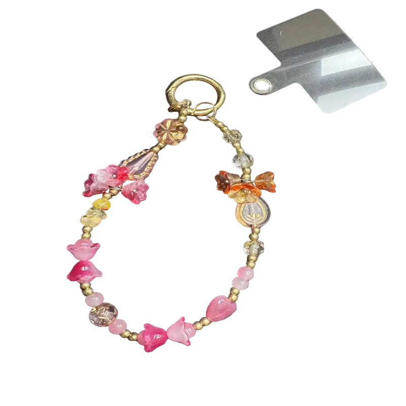 Unisex Nøglering med Blomsterperler 0