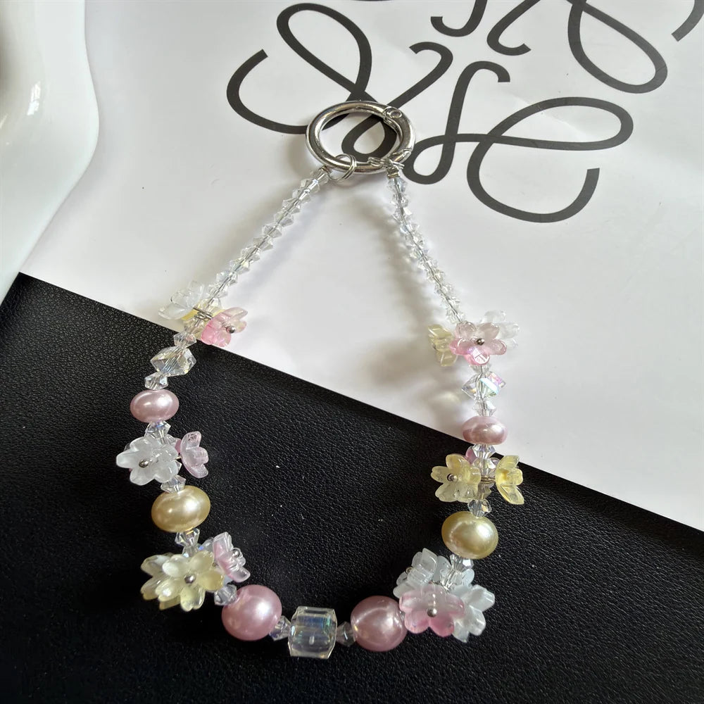 Unisex Nøglering med Blomsterperler Dekorativ 0