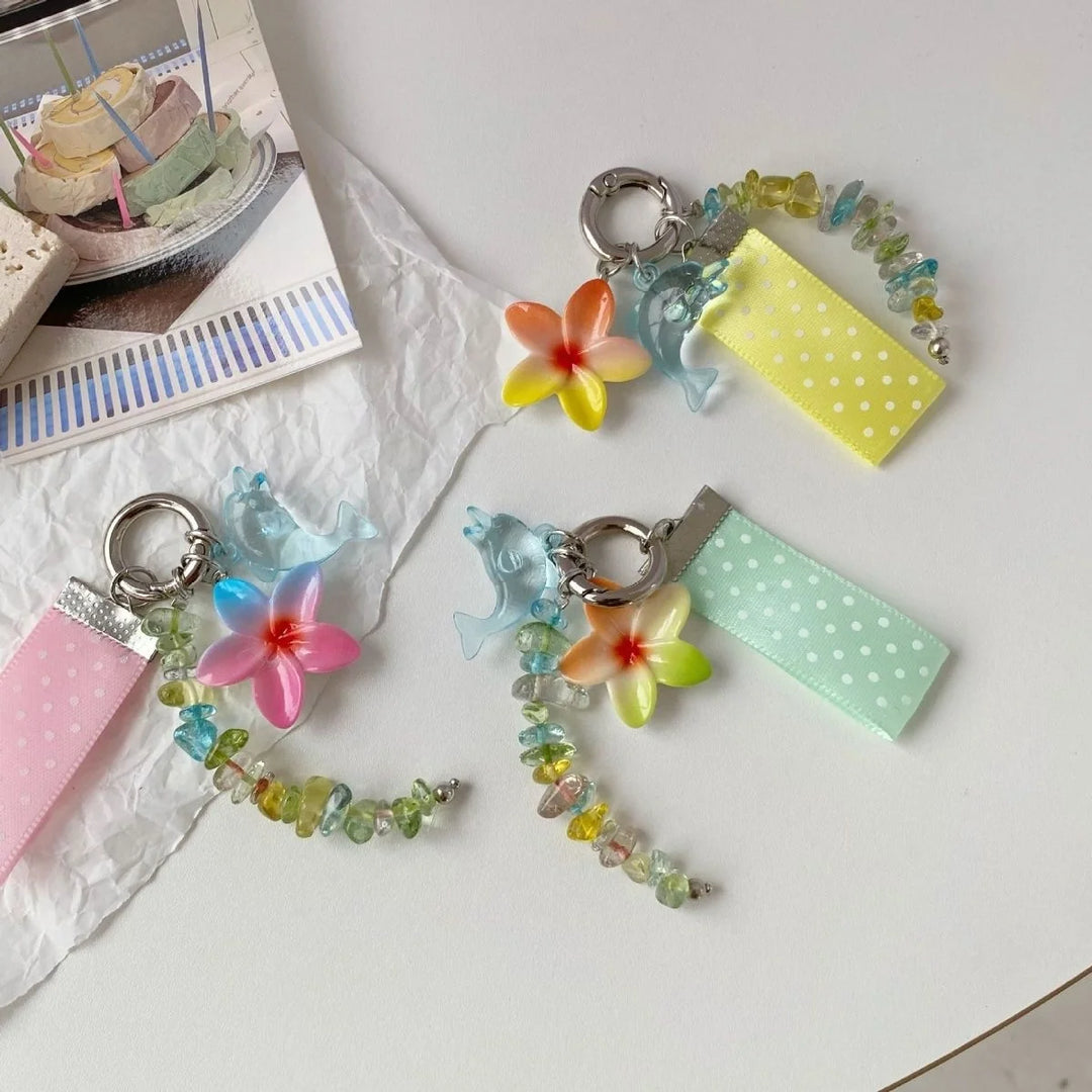 Unisex Nøglering med Delfin og Blomstercharme Legende Design 1