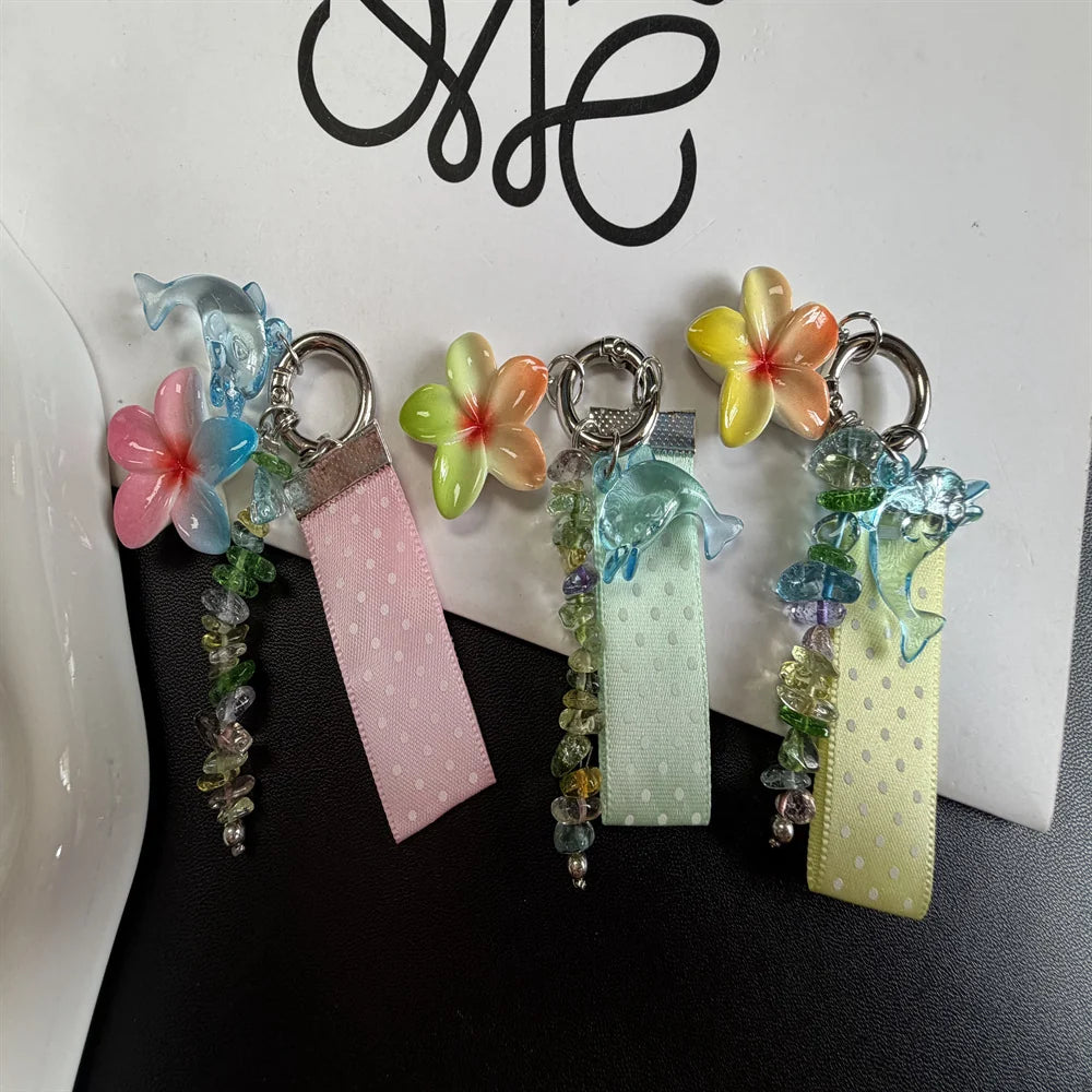 Unisex Nøglering med Delfin og Blomstercharme Legende Design 2
