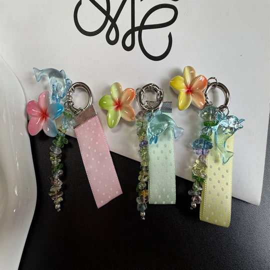 Unisex Nøglering med Delfin og Blomstercharme Legende Design 2