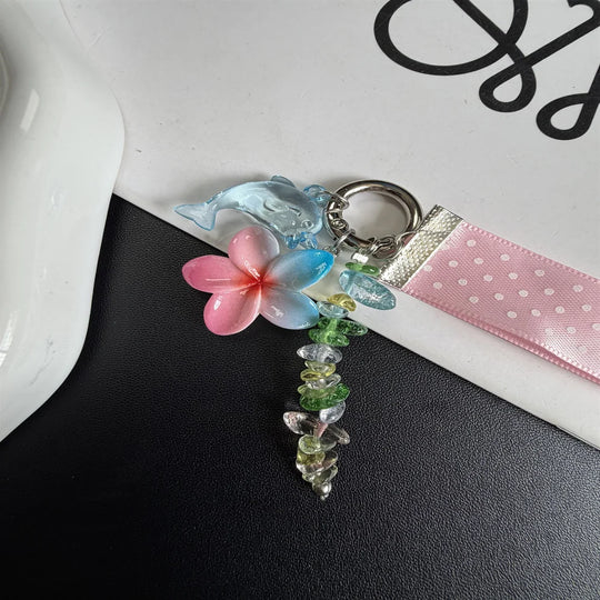 Unisex Nøglering med Delfin og Blomstercharme Legende Design 5