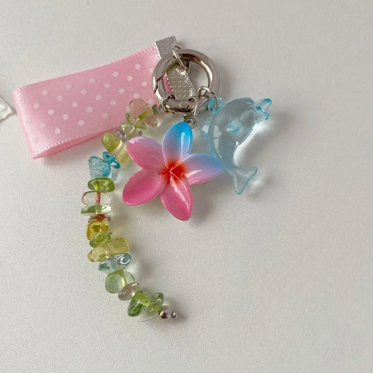 Unisex Nøglering med Delfin og Blomstercharme Legende Design 6