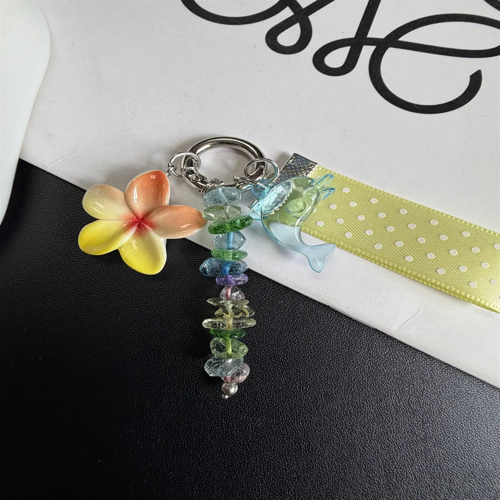 Unisex Nøglering med Delfin og Blomstercharme Legende Design 7