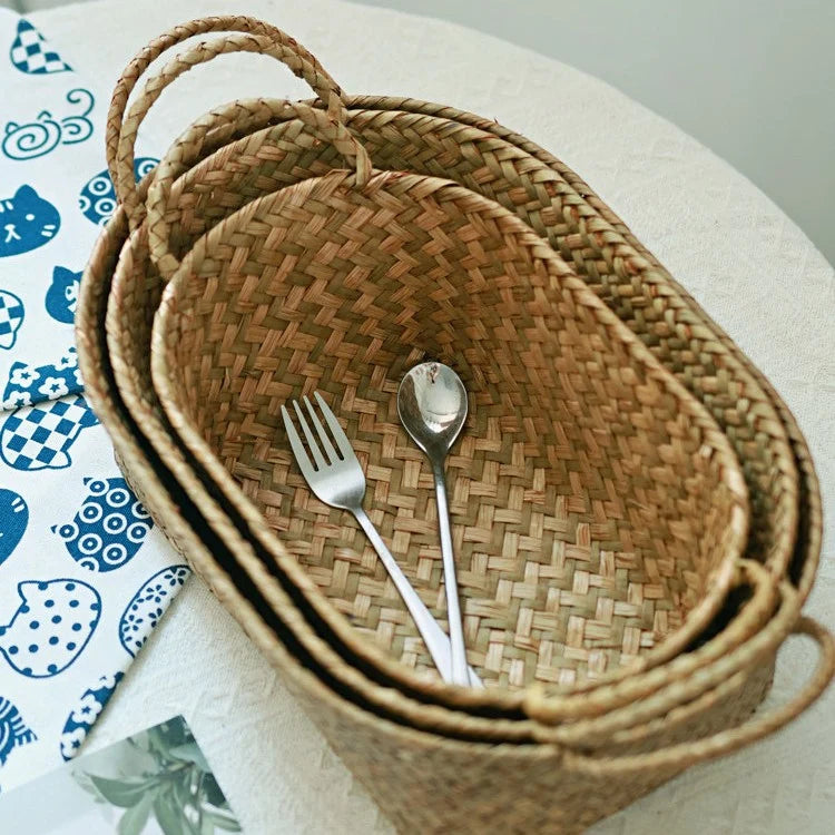 Unisex Opbevaringskurv Håndflettet Med Naturligt Design 1