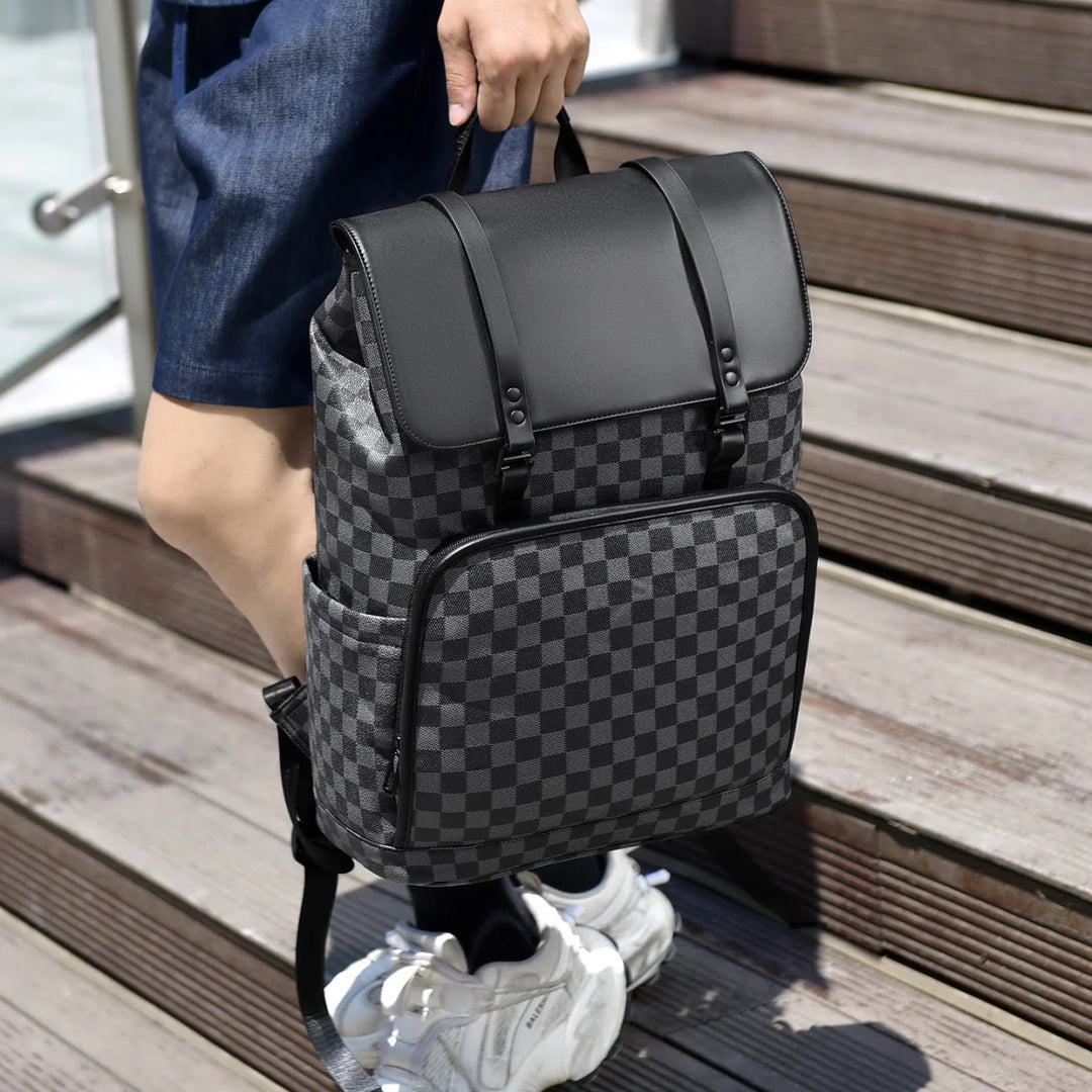 Unisex Rygsæk med Skakbrætmønster Moderne Design 2