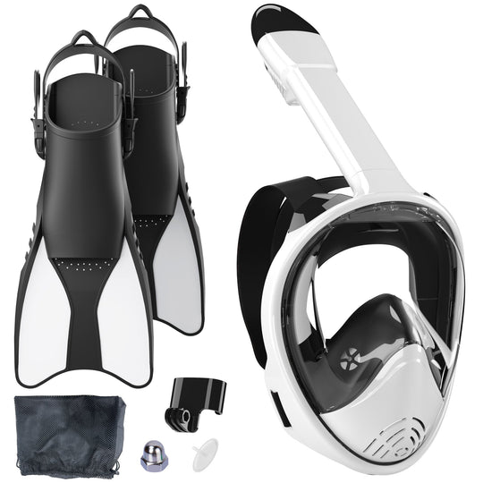 Unisex Snorkelsæt med Helmaske og Effektive Finner 0