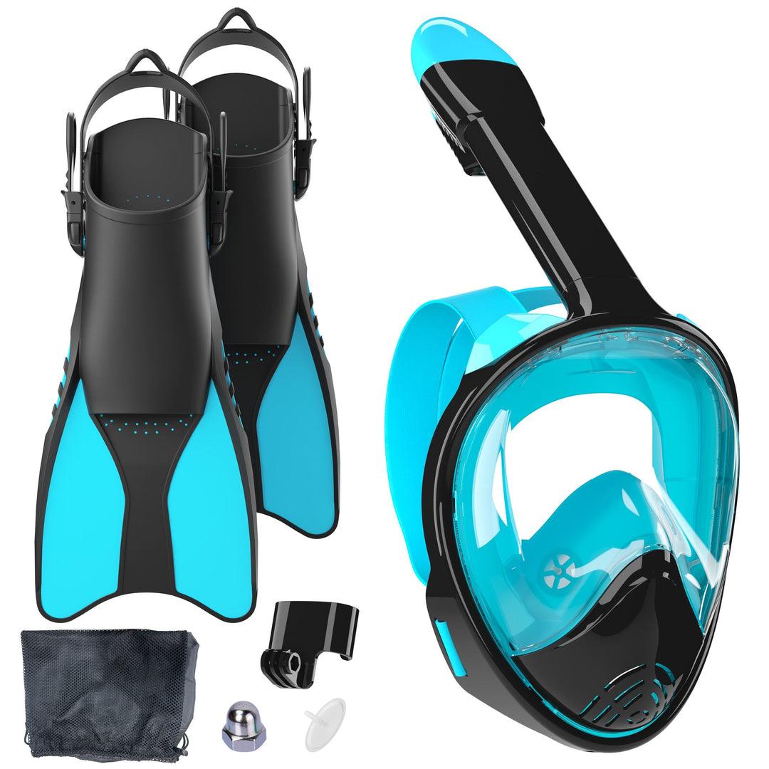 Unisex Snorkelsæt med Helmaske og Effektive Finner 4