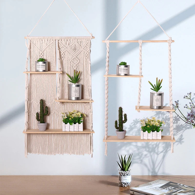 Unisex Svævende Træhylde til Planter Moderne Design 1