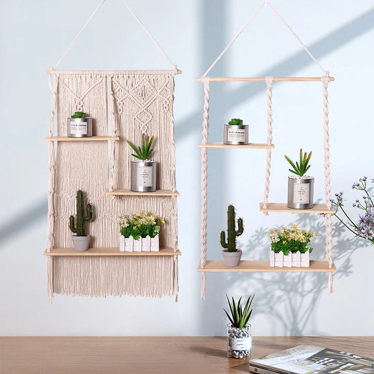 Unisex Svævende Træhylde til Planter Moderne Design 1