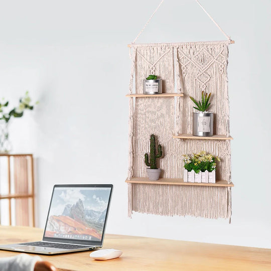 Unisex Svævende Træhylde til Planter Moderne Design 3