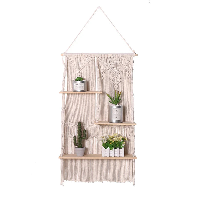 Unisex Svævende Træhylde til Planter Moderne Design 6