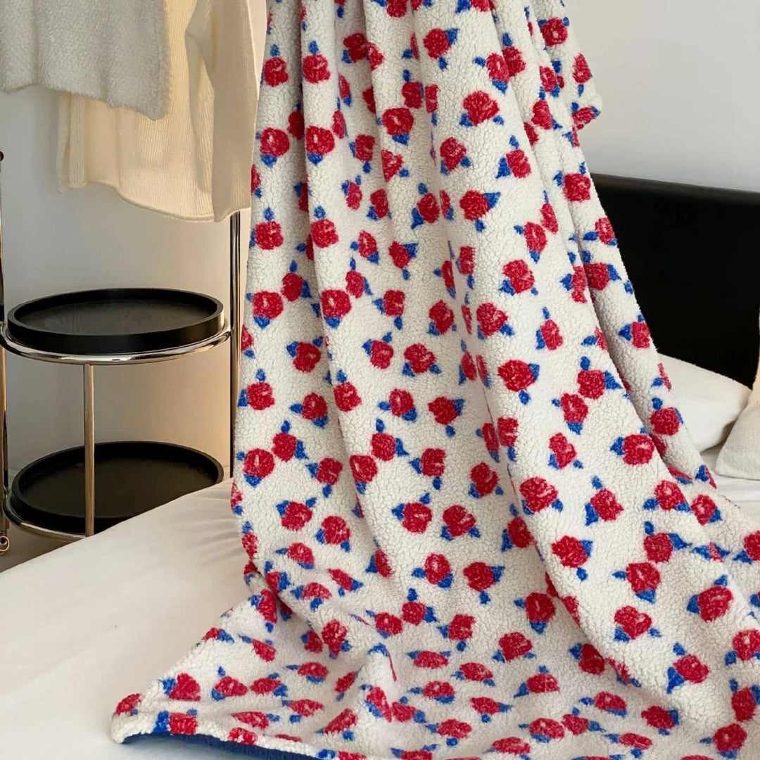 Unisex Tæppe Retro Blomstermønster Bouclé Design 1