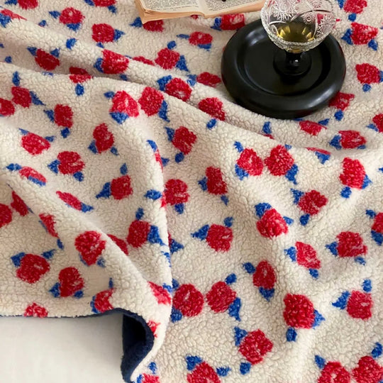Unisex Tæppe Retro Blomstermønster Bouclé Design 3