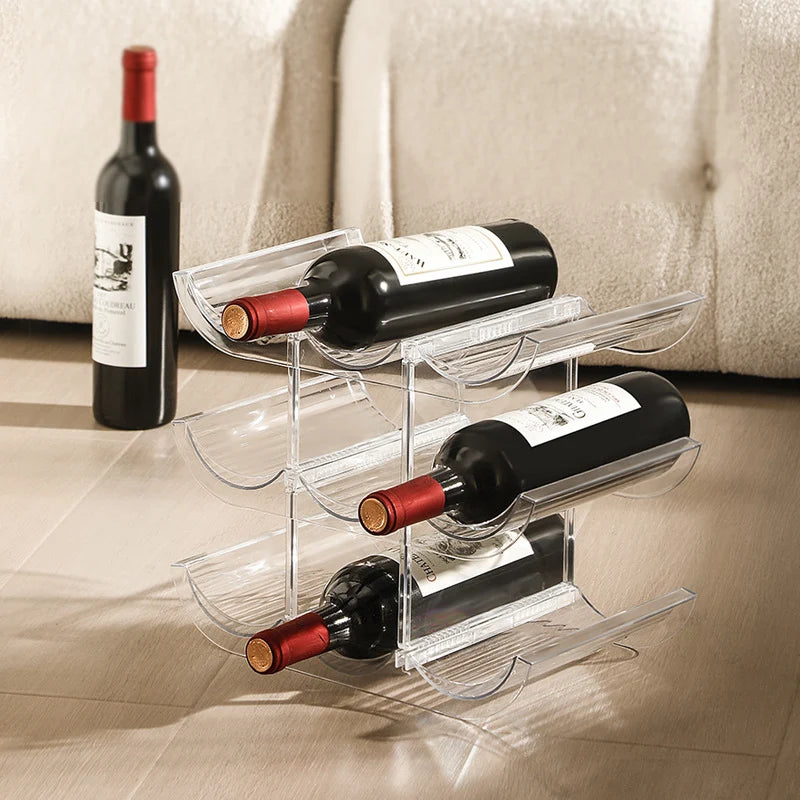 Unisex Vinflaskeholder Stabelbar med Buede Hulrum til Ni Flasker 1