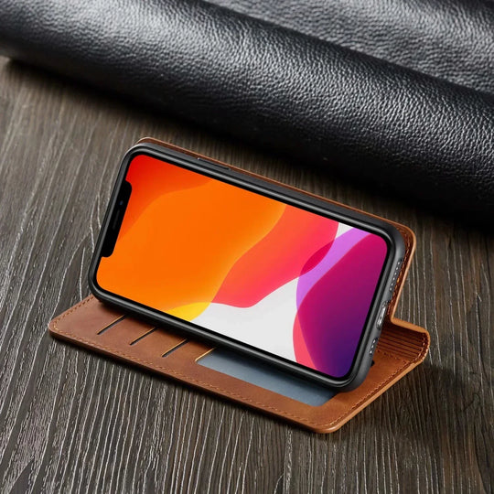 Unisex iPhone Wallet with Magnetic Card Holder and Stand Function 2