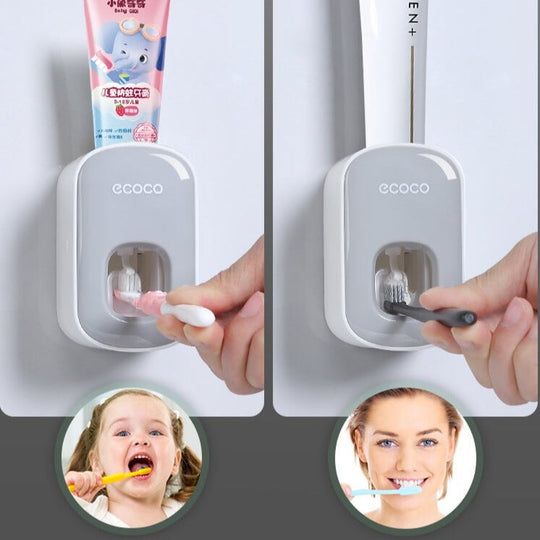 Vægmonteret automatisk tandpasta-dispenser