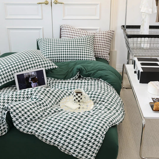 Vendbart Dynebetrækssæt med Houndstooth-mønster til Kvinder 6