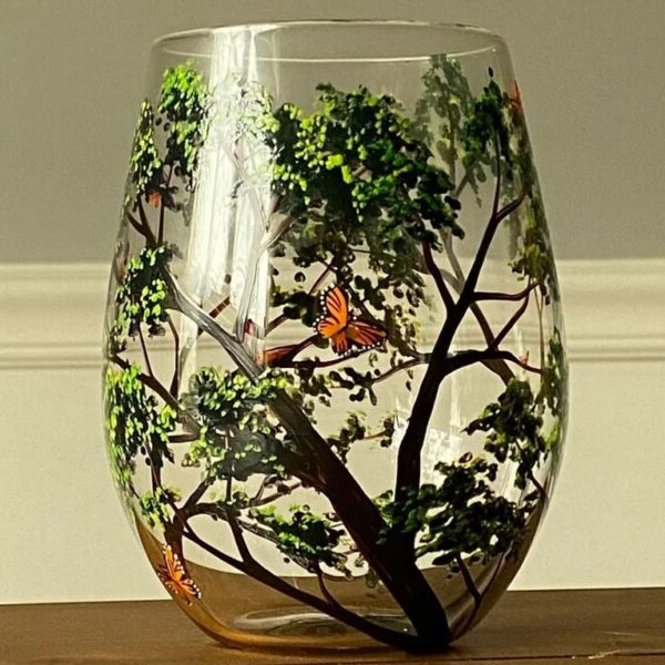 Vinglas med Håndmalet Design - Four Seasons Tree 3
