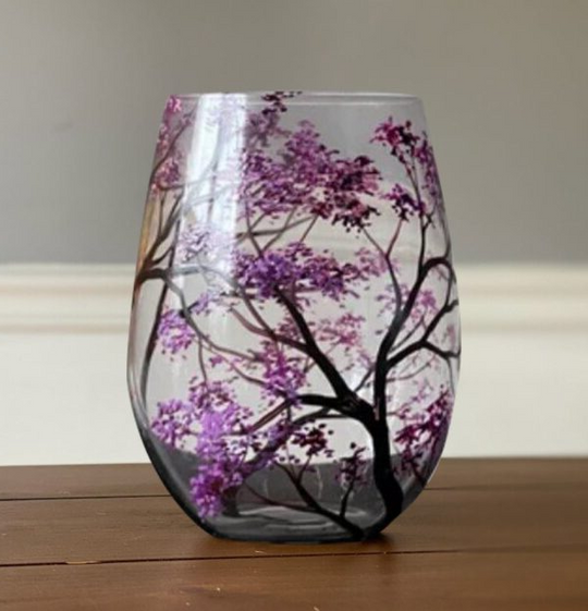 Vinglas med Håndmalet Design - Four Seasons Tree 5