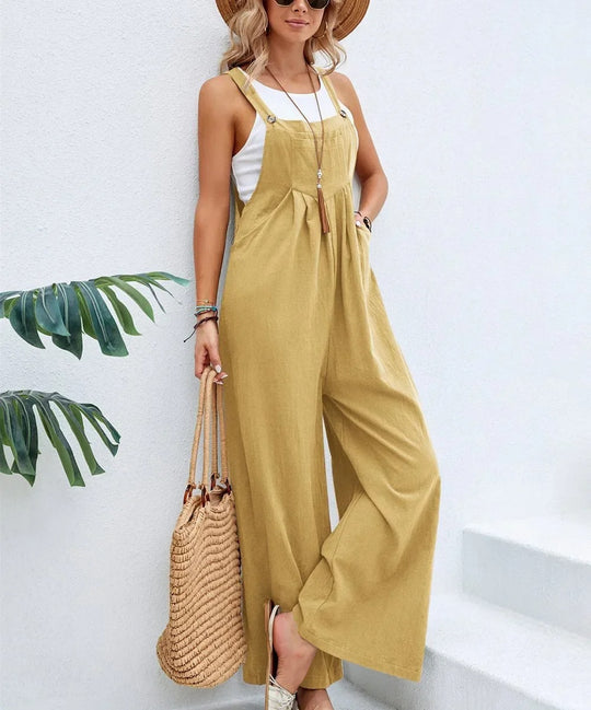Baggy bib jumpsuit til kvinder med brede ben