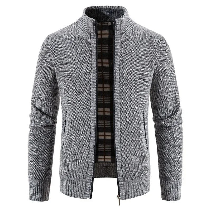 Varm fleece-cardigan med lynlås til mænd