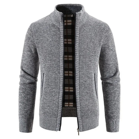 Varm fleece-cardigan med lynlås til mænd