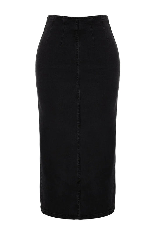 Midi Pencil denimnederdel til kvinder