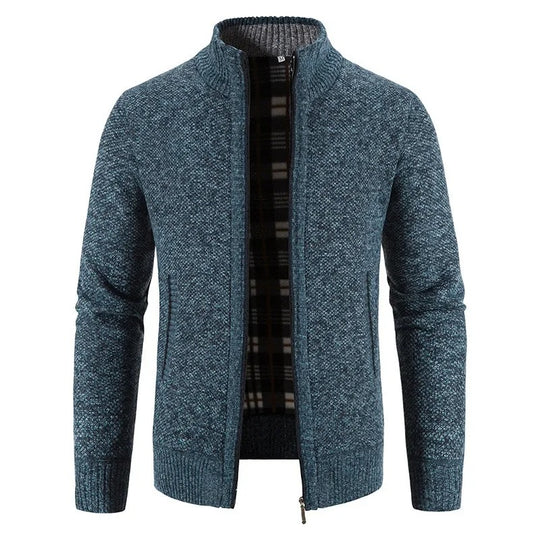 Varm fleece-cardigan med lynlås til mænd