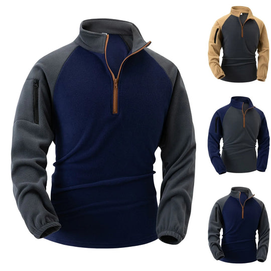 Fleece-sweater med ærmer og lommer til mænd