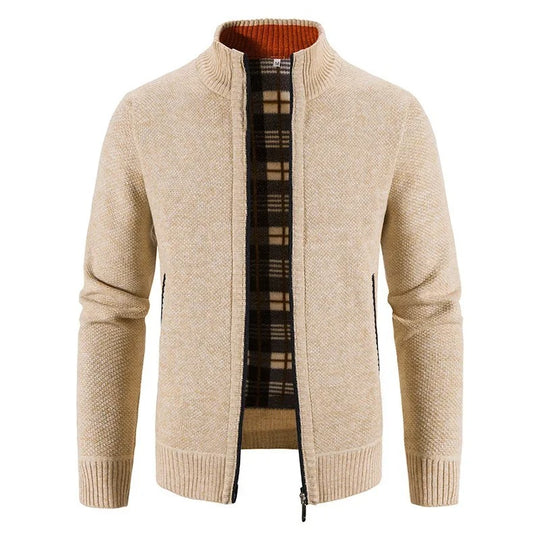 Varm fleece-cardigan med lynlås til mænd