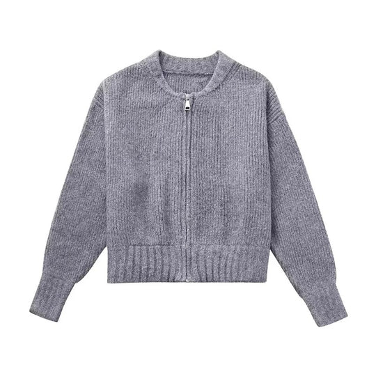 Casual strikket sweater med lynlås til kvinder