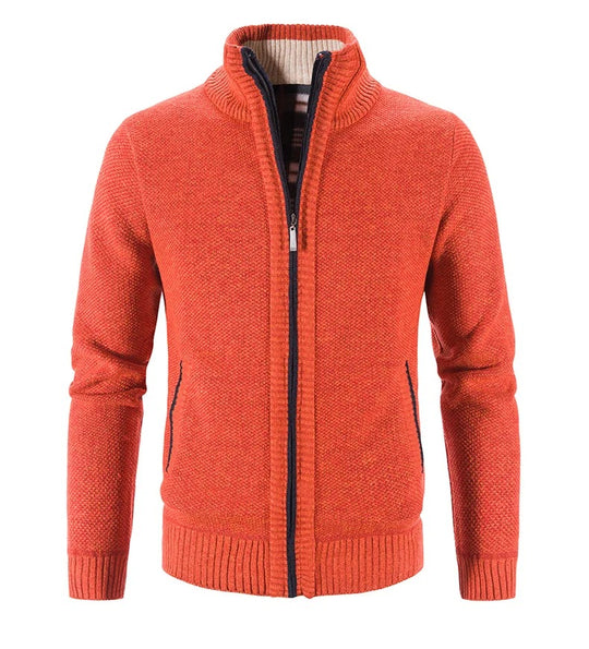 Varm fleece-cardigan med lynlås til mænd