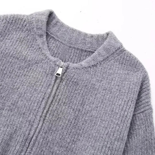 Casual strikket sweater med lynlås til kvinder