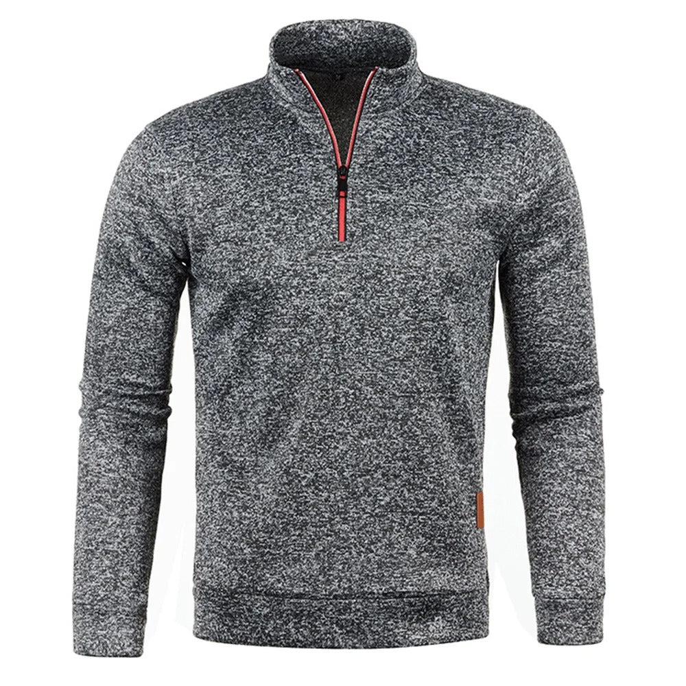 Rullekrave-sweatshirt med halv lynlås til mænd