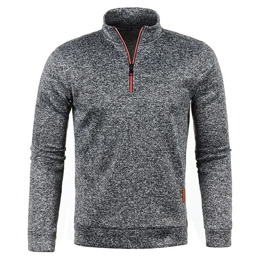 Rullekrave-sweatshirt med halv lynlås til mænd