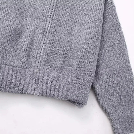 Casual strikket sweater med lynlås til kvinder