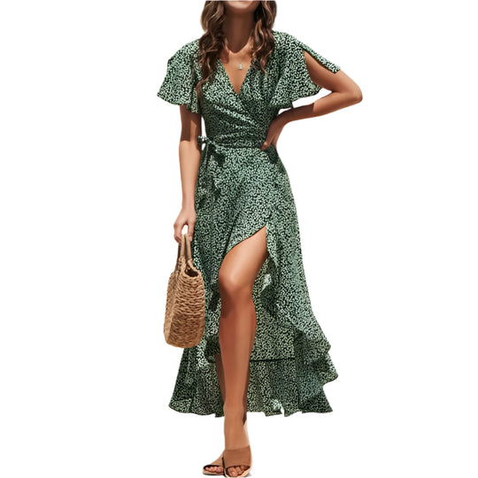 Blomstret Boho Chiffon Maxi Kjole til kvinder