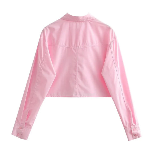 Loose Cropped Poplin skjorte til kvinder