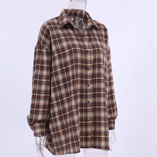 Dame vintage ternet langærmet bluse