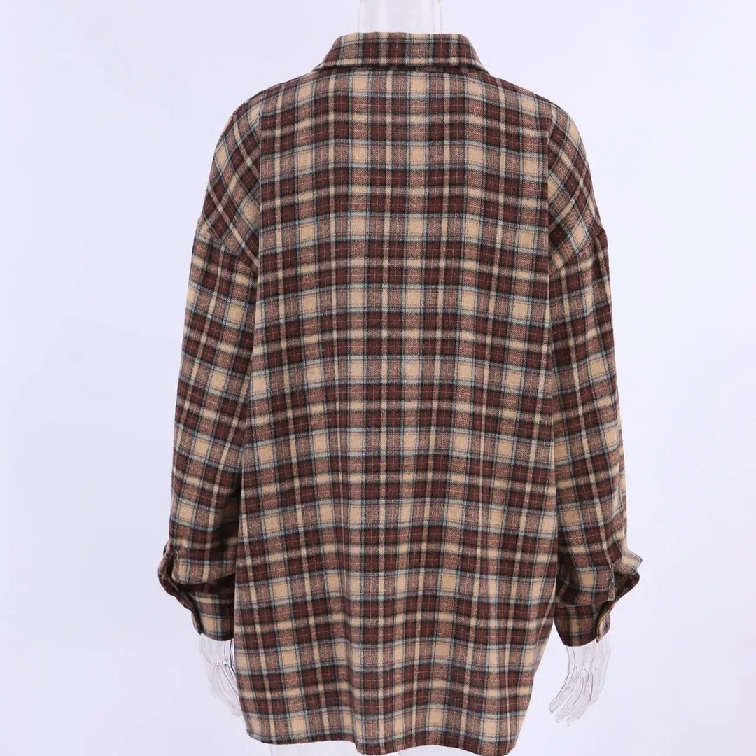 Dame vintage ternet langærmet bluse