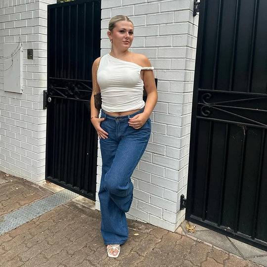 Off-shoulder crop tank top til kvinder