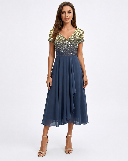 Kvinders Midi Kjole Blomstret Chiffon